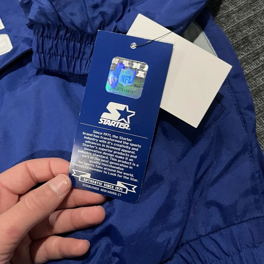 NFL Indianapolis Colts  Starter Blue/Gray Body Check Pull Over Jacket NWT large